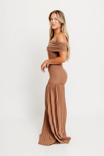Elina Maxi Dress in Brown