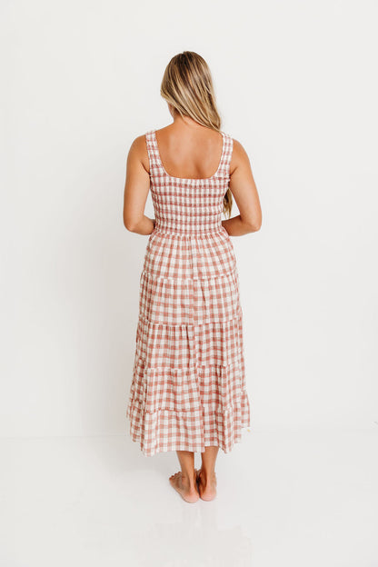 Eileen Plaid Maxi Dress in Pink