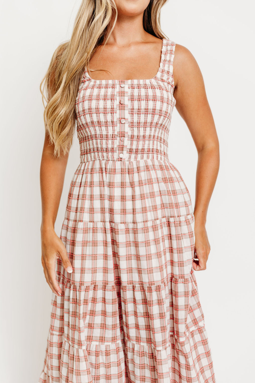 Eileen Plaid Maxi Dress in Pink