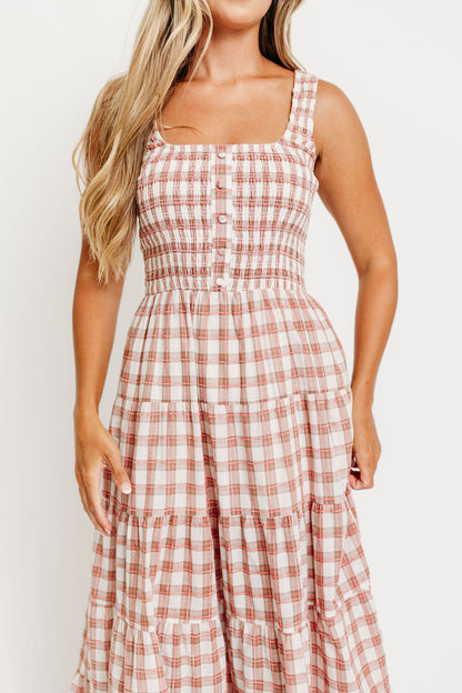 Eileen Plaid Maxi Dress in Pink