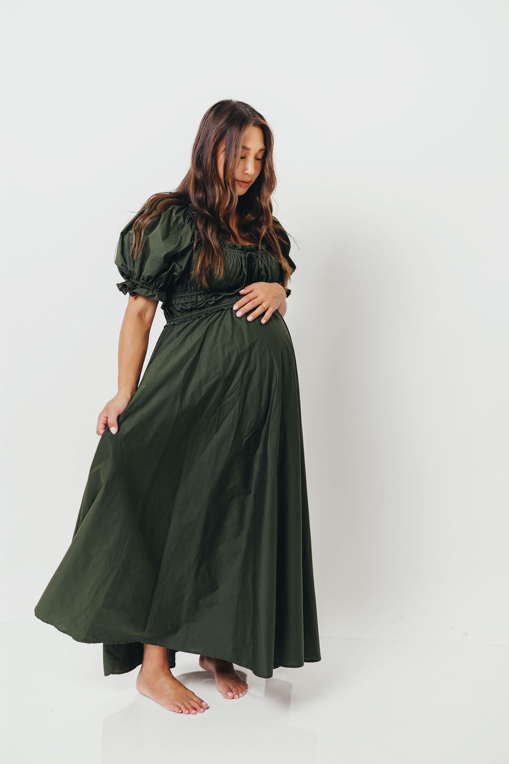 Sydnee Cotton Maxi Dress in Evergreen - Bump Friendly - Restocking in Nov