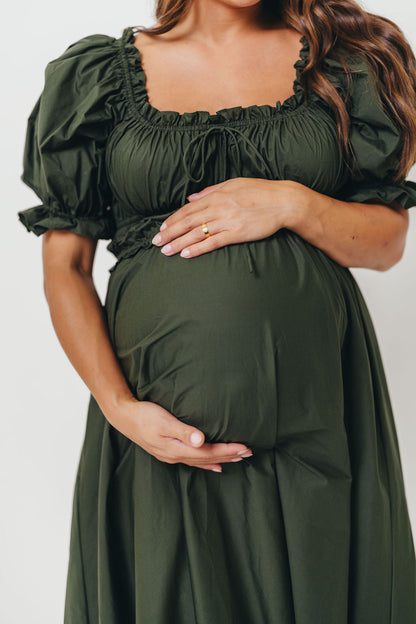 Sydnee Cotton Maxi Dress in Evergreen - Bump Friendly - Restocking in Nov