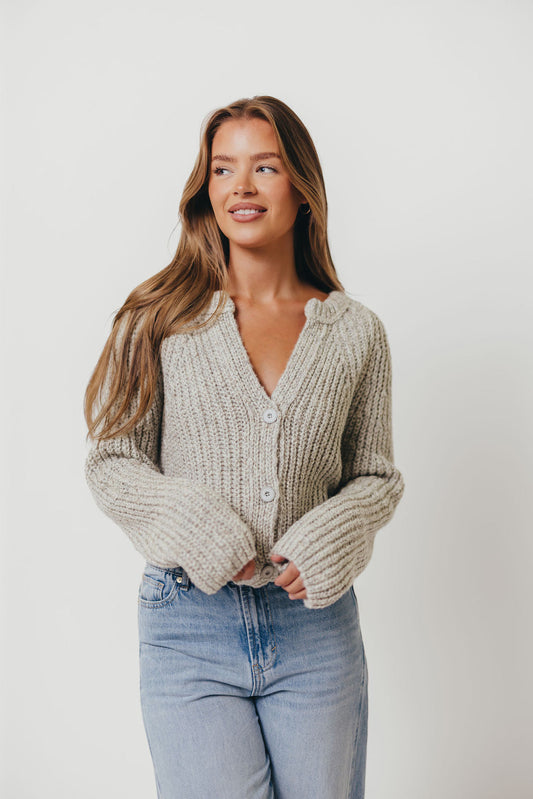 Pepper Cardigan Top in Heather Cloud