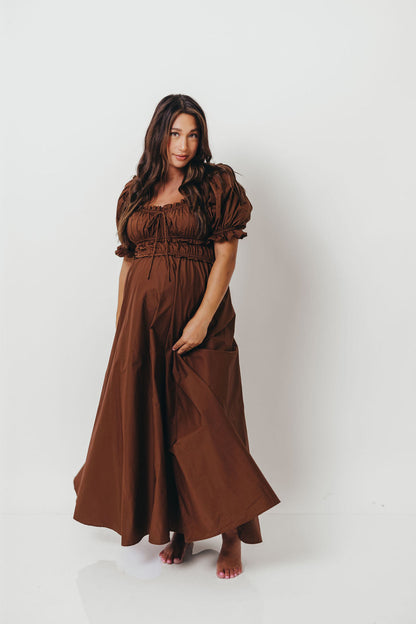 Sydnee Cotton Maxi Dress in Chocolate Brown - Bump Friendly - Restocking in Nov