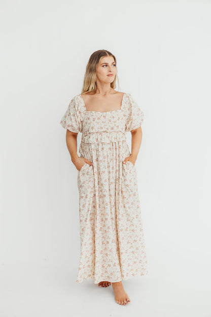 Finley 100% Cotton Peplum Midi Dress in Petal Pink - Bump & Nursing Friendly