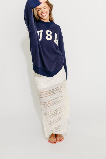 USA 100% Cotton Terry Pullover in Navy