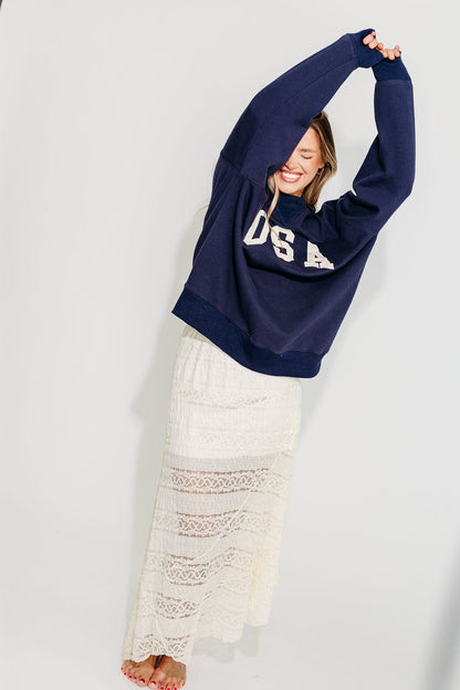 USA 100% Cotton Terry Pullover in Navy