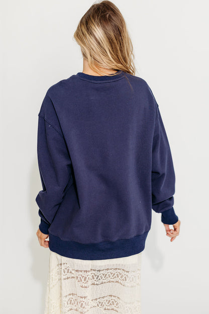 USA 100% Cotton Terry Pullover in Navy