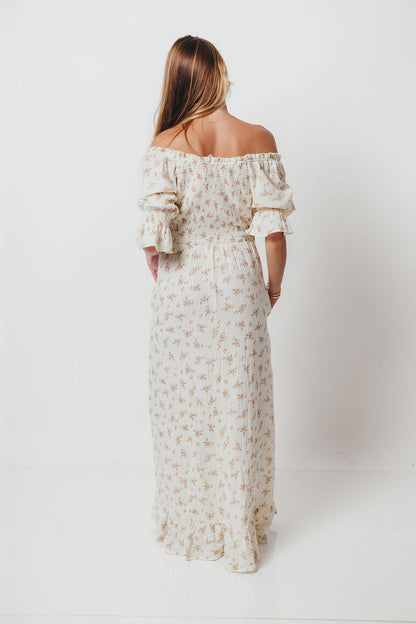 Sienna 100% Cotton Puff Sleeve Maxi Dress in Cream - Bump Friendly