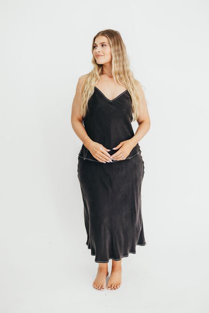 Romana Cami Top and Skirt Set in Black