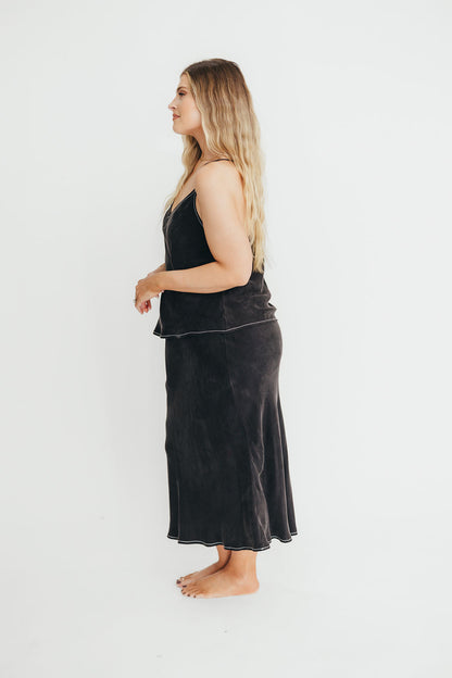 Romana Cami Top and Skirt Set in Black