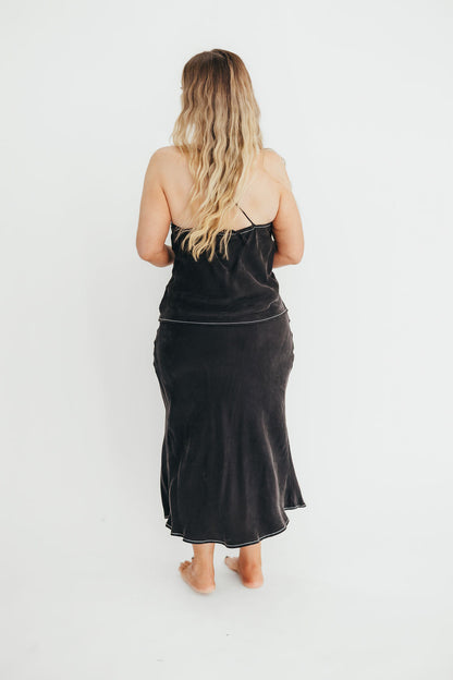 Romana Cami Top and Skirt Set in Black
