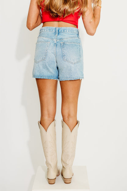 Rayna Vintage High Rise Shorts in Light Denim