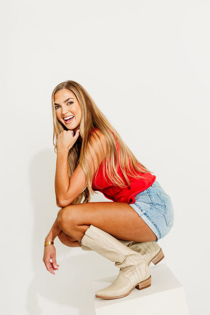 Rayna Vintage High Rise Shorts in Light Denim
