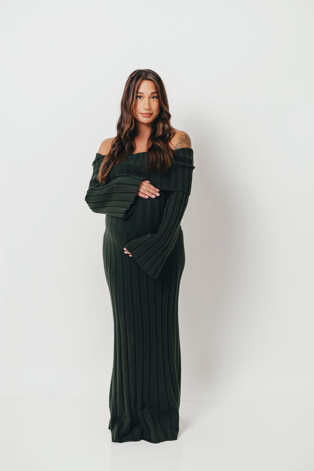 Evella Maxi Dress in Evergreen - Bump Friendly