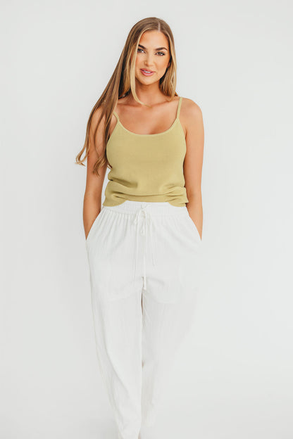June Double Drawstring Detail Wide Leg Pants in White