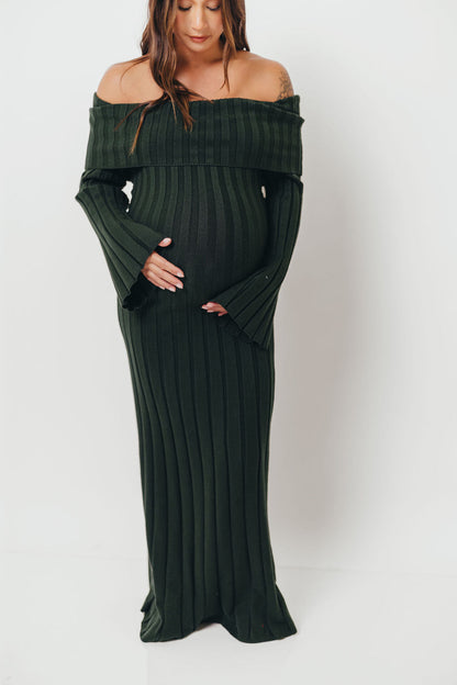 Evella Maxi Dress in Evergreen - Bump Friendly