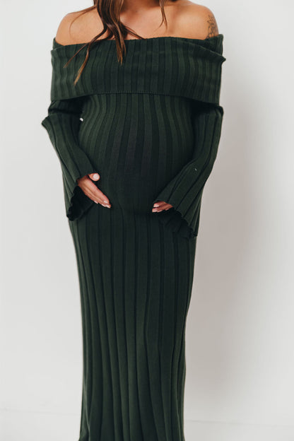 Evella Maxi Dress in Evergreen - Bump Friendly
