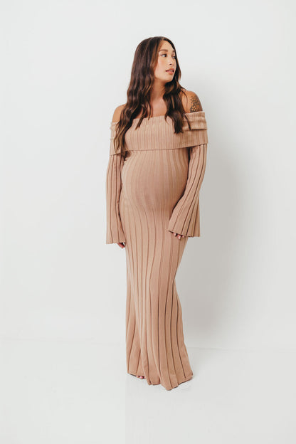 Evella Maxi Dress in Stone - Bump Friendly