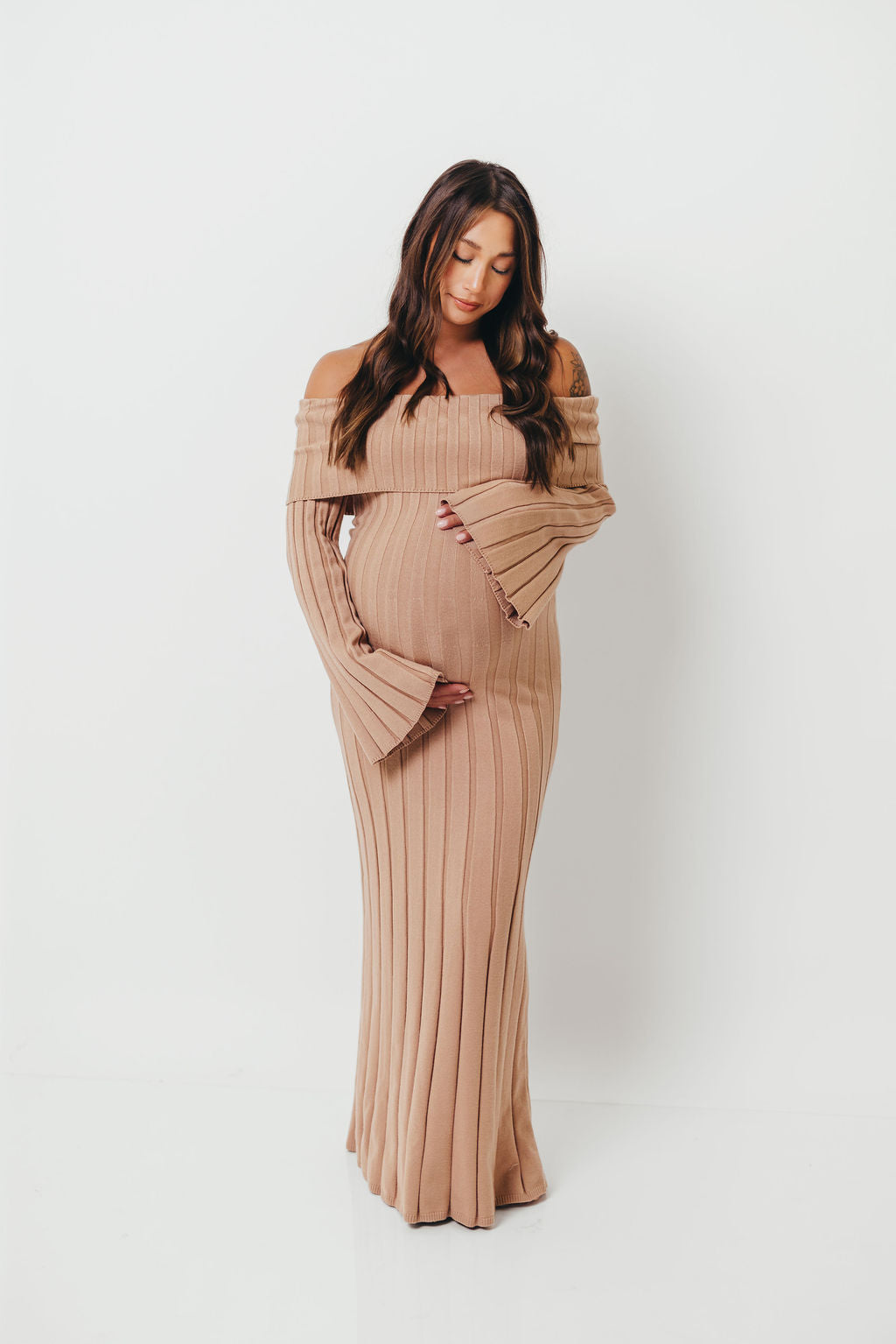 Evella Maxi Dress in Stone - Bump Friendly