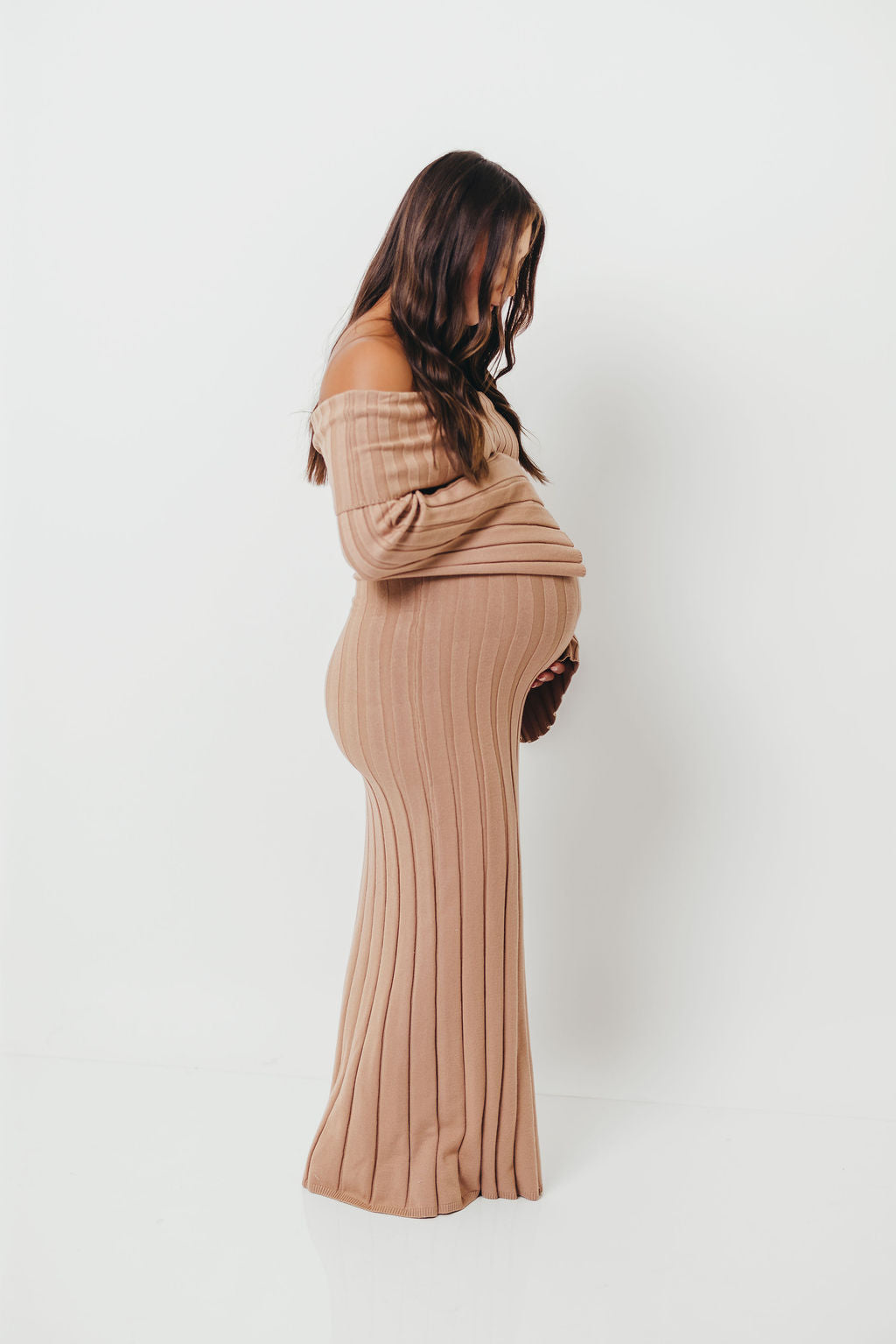 Evella Maxi Dress in Stone - Bump Friendly
