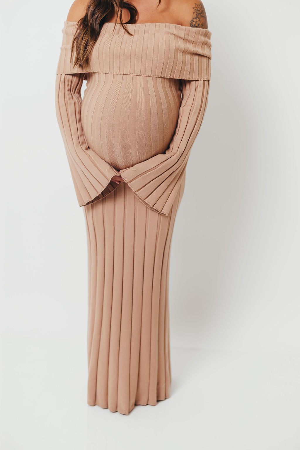 Evella Maxi Dress in Stone - Bump Friendly