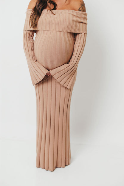 Evella Maxi Dress in Stone - Bump Friendly