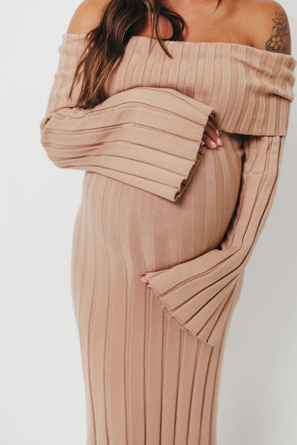 Evella Maxi Dress in Stone - Bump Friendly