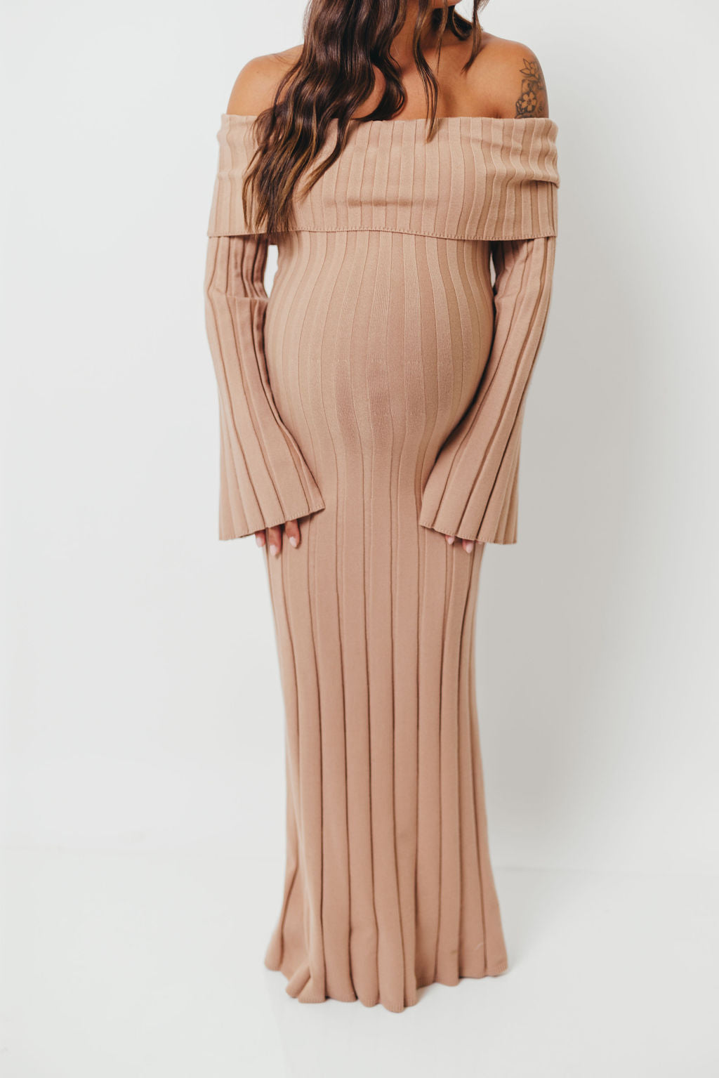 Evella Maxi Dress in Stone - Bump Friendly