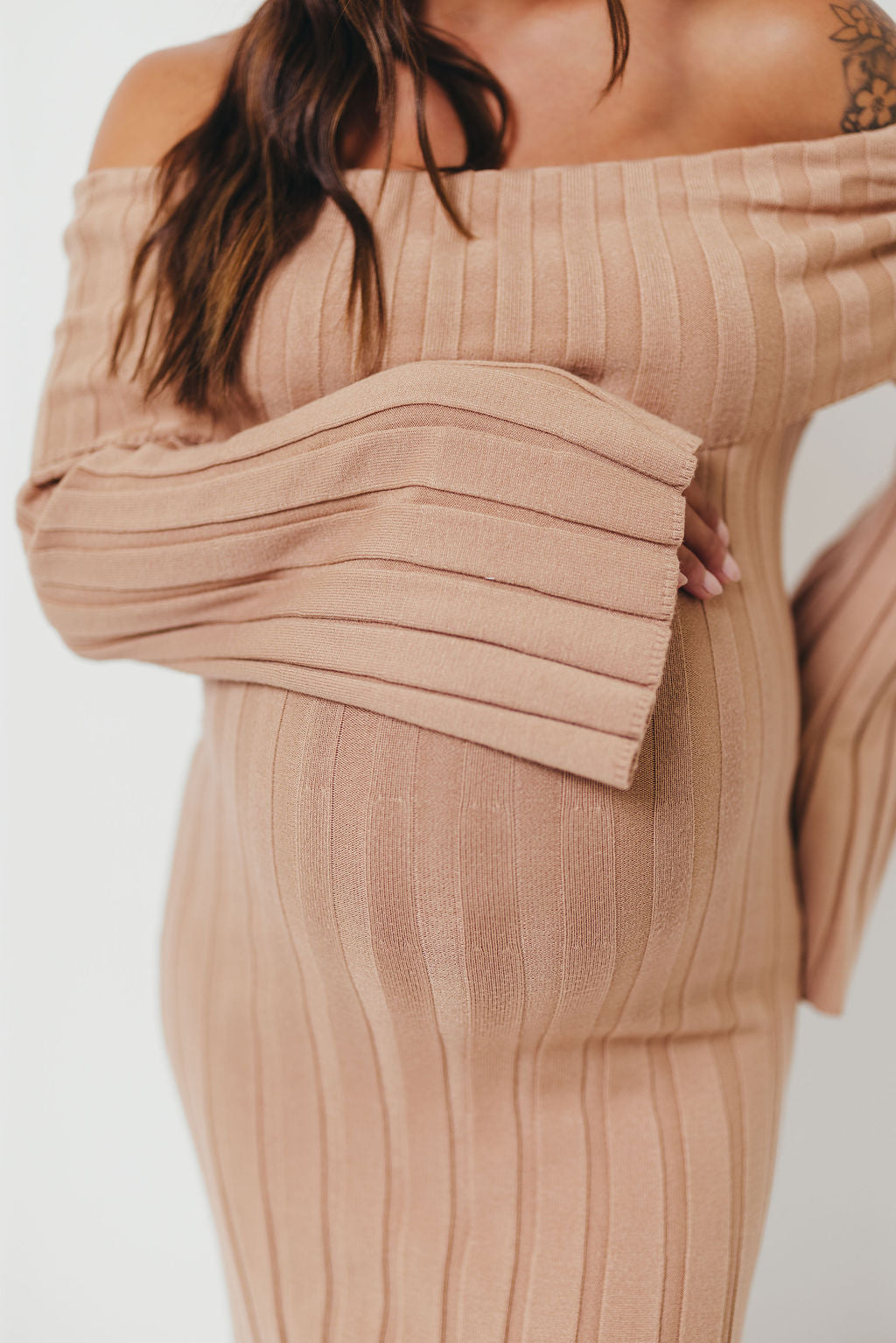 Evella Maxi Dress in Stone - Bump Friendly