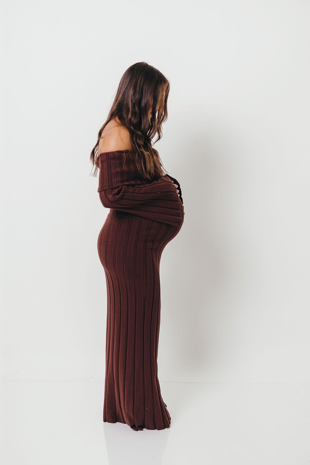 Evella Maxi Dress in Brown - Bump Friendly