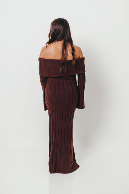 Evella Maxi Dress in Brown - Bump Friendly