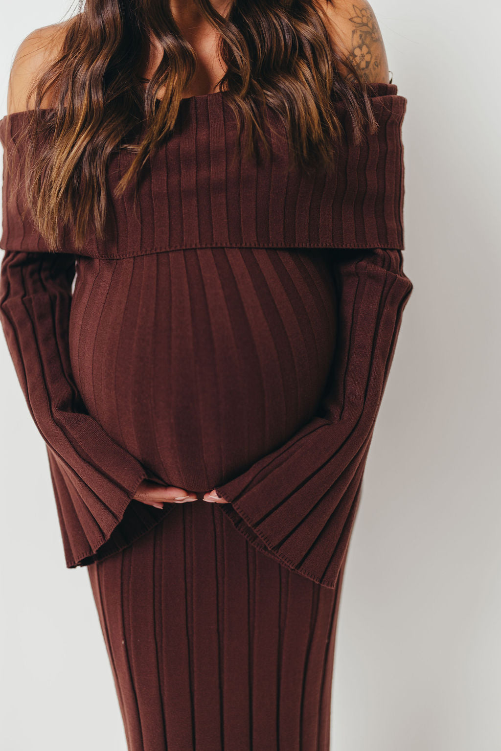 Evella Maxi Dress in Brown - Bump Friendly