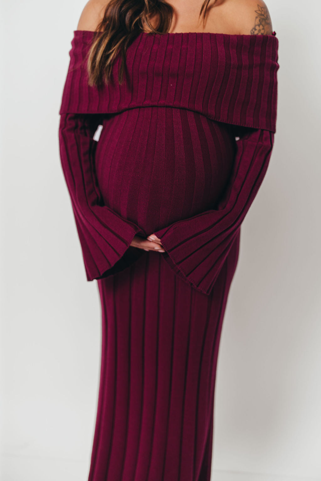 Evella Maxi Dress in Burgundy - Bump Friendly