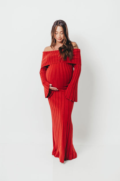 Evella Maxi Dress in Red - Bump Friendly