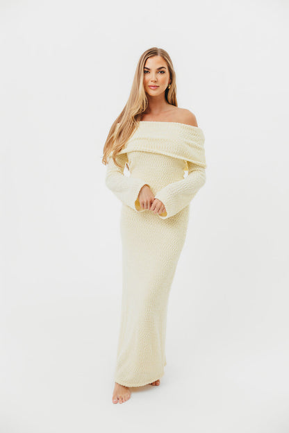 Nora Knit Maxi Dress in Butter Yellow- Bump Friendly