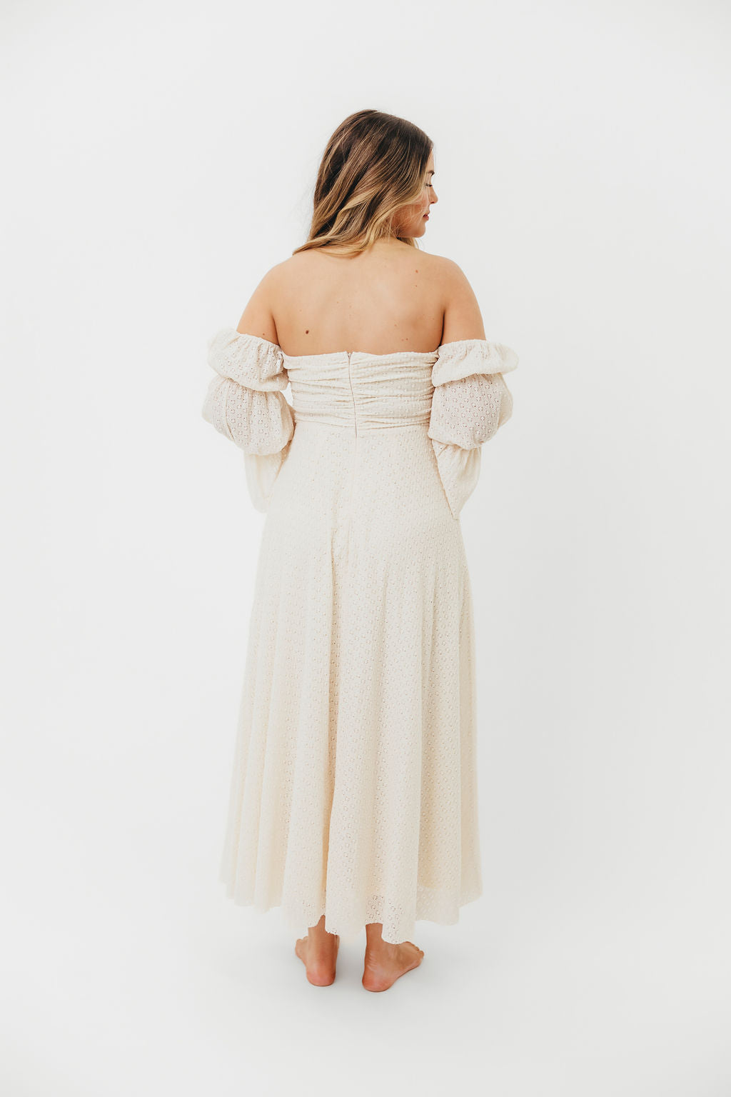 Corrine Tiered Sleeve Maxi Dress in Ivory Cream