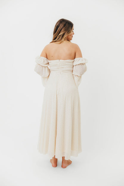 Corrine Tiered Sleeve Maxi Dress in Ivory Cream