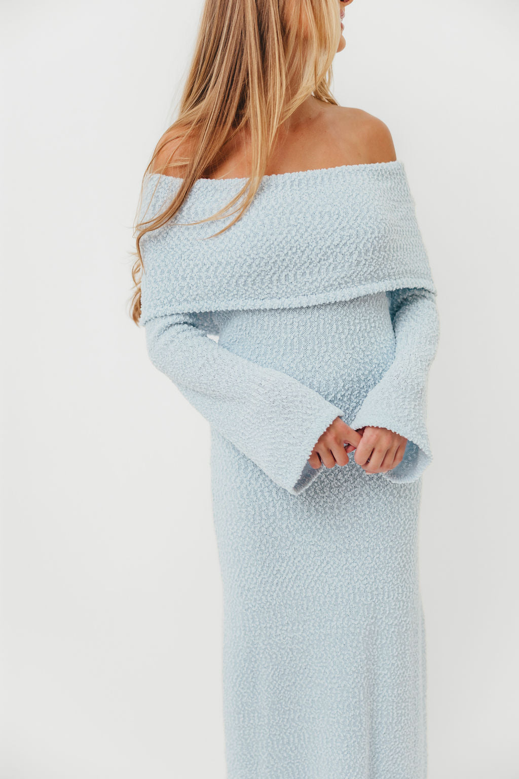 Nora Knit Maxi Dress in Dusty Blue - Bump Friendly