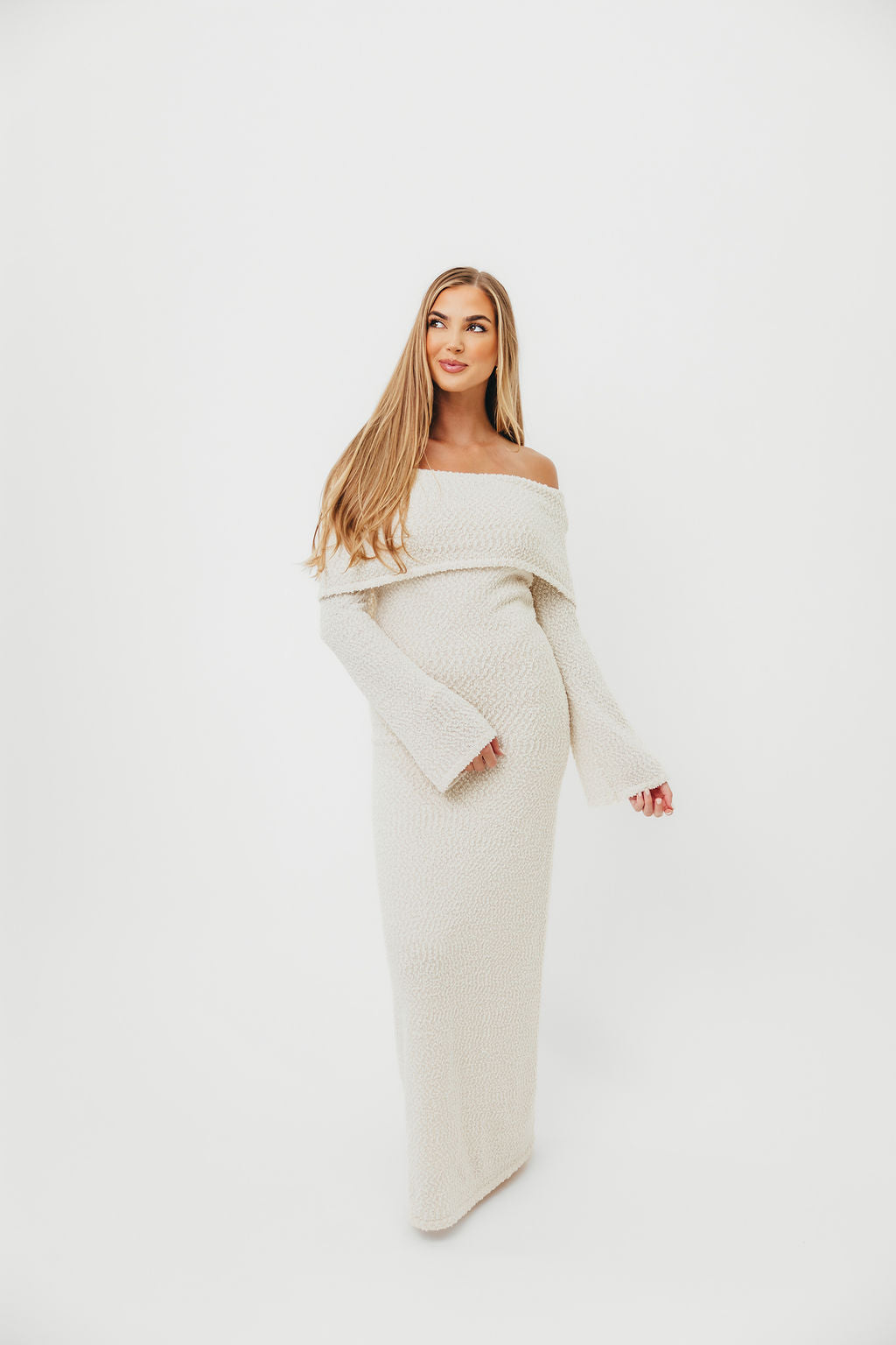 Nora Knit Maxi Dress in Ivory - Bump Friendly