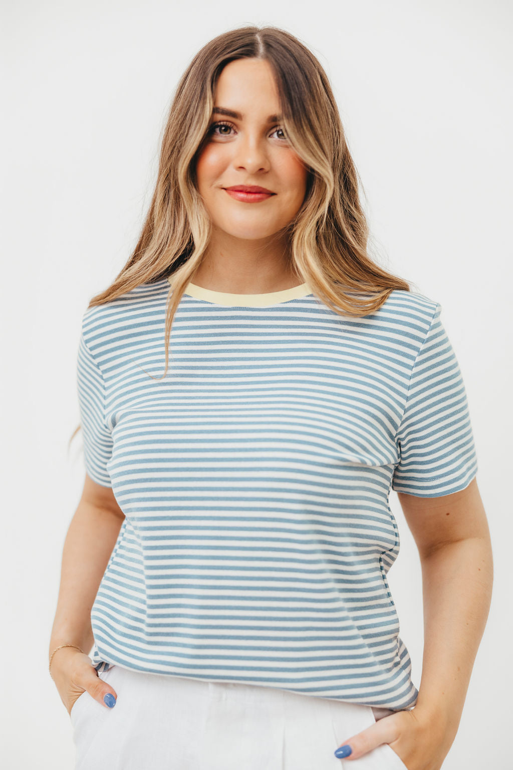 Bernie Short Sleeve Shirt in Light Blue Stripe