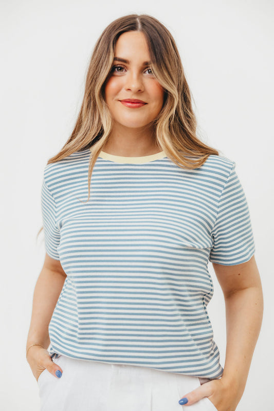Bernie Short Sleeve Shirt in Light Blue Stripe