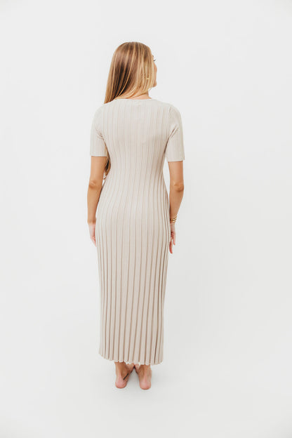 Oakley Ribbed Maxi Dress in Dusty Taupe - Bump Friendly