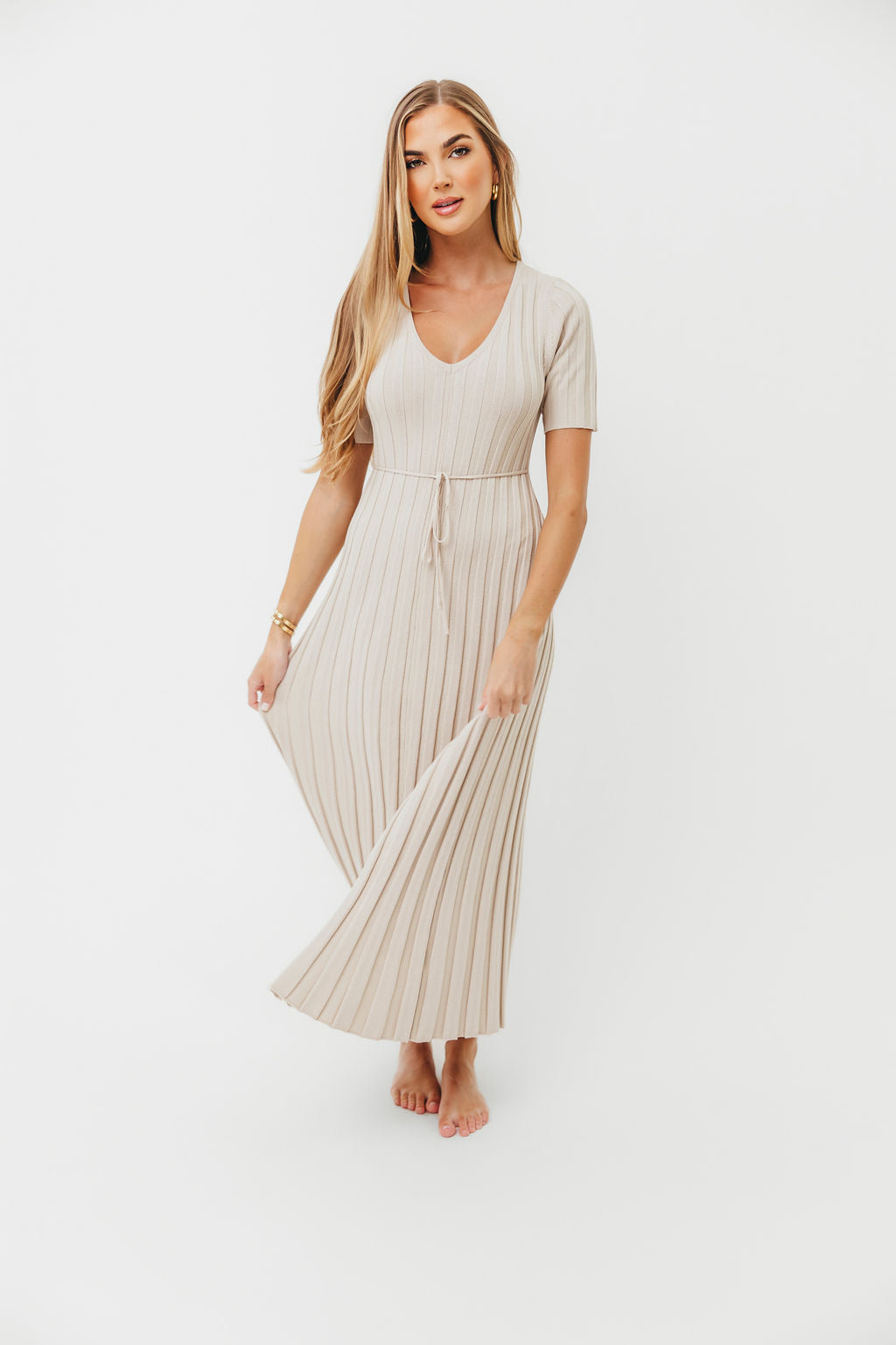 Oakley Ribbed Maxi Dress in Dusty Taupe - Bump Friendly