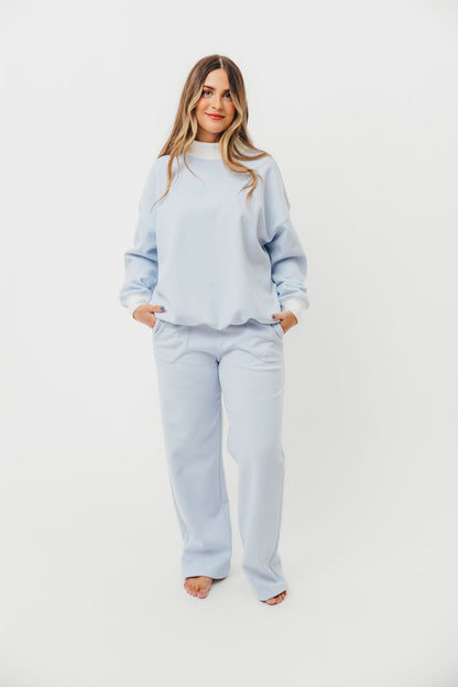Cynthia Mini Striped Mock Neck Sweatshirt Blue and White