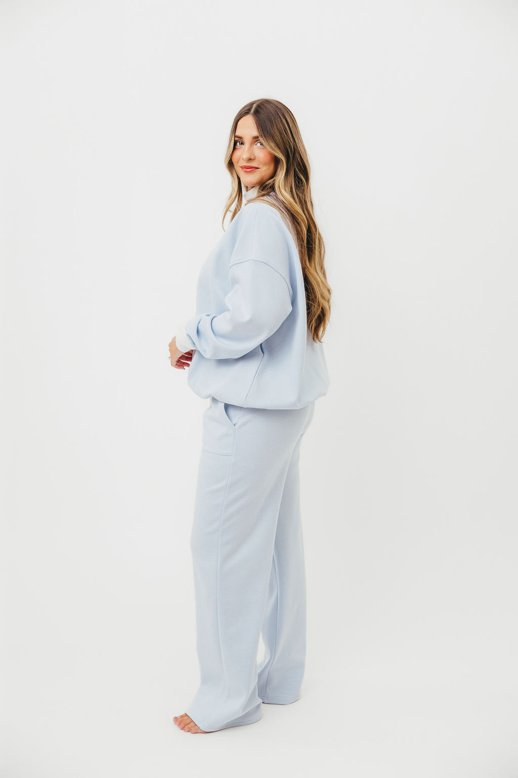 Nixon Mini Striped Sweatpants in Blue and White