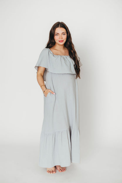 Josie 100% Cotton Maxi Dress in Cloud - Bump & Nursing Friendly