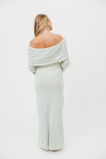 Nora Knit Maxi Dress in Seafoam- Bump Friendly