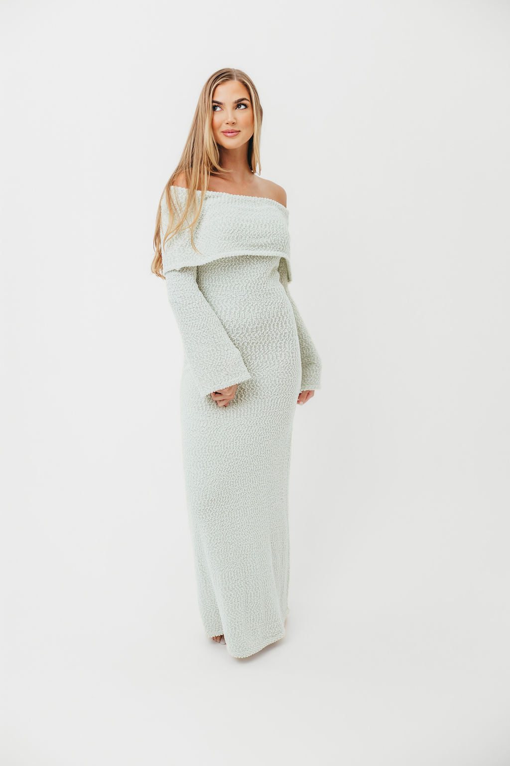Nora Knit Maxi Dress in Seafoam- Bump Friendly