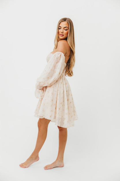 Kennedy Floral Mini Dress in Cream- Bump Friendly